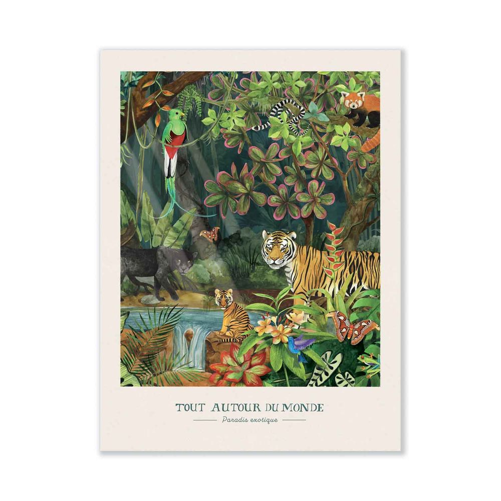 MOULIN ROTY Poster Exotic Paradise 30x40cm "Tout autour du monde"