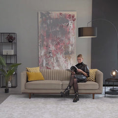 ZAGO Sofa 3-seater Dante Wood Legs Ivory Velvet