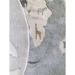 AFK LIVING Kids Rug World Map Washable Blue G ⌀140cm