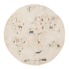AFK LIVING Kids Washable Rug World Map Beige ⌀140cm