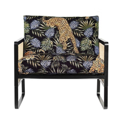 RED EDITION Armchair Cane Black Wood Jungle Leopard