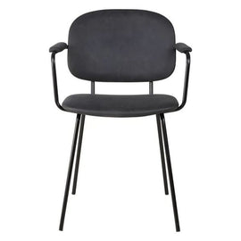ZAGO Armchair Aston Black Metal Legs Suede Effect Fabric
