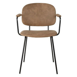 ZAGO Armchair Aston Black Metal Legs Suede Effect Brown Fabric