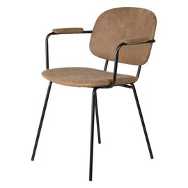 ZAGO Armchair Aston Black Metal Legs Suede Effect Brown Fabric