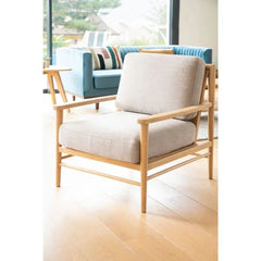 ZAGO Armchair Basil Light Grey Fabric Linen Ash Structure