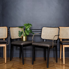 RED EDITION Chair Cane Without Armrest Black Leather