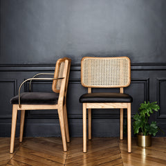 RED EDITION Chair Cane Without Armrest Black Leather