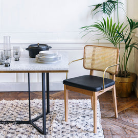 RED EDITION Chair Cane With Armrest Black Leather