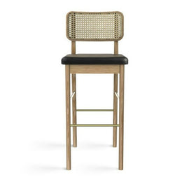 RED EDITION Bar Stool Cane Black Leather