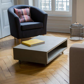 LYON BETON Coffee Table Monobloc rectangular on wheels