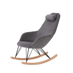 ZAGO Rocking Chair Evy Wood Legs Dark Grey Fabric