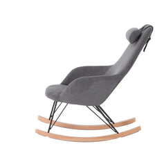 ZAGO Rocking Chair Evy Wood Legs Dark Grey Fabric
