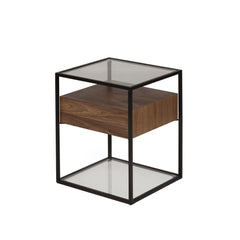 ZAGO Side Table Helix metal glass walnut 54cm