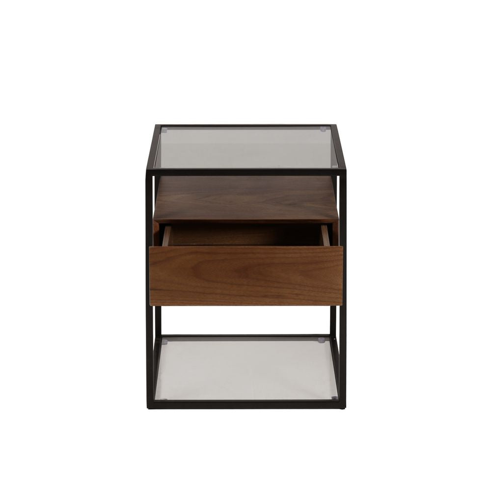 ZAGO Side Table Helix metal glass walnut 54cm