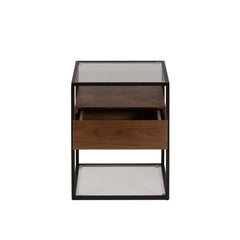 ZAGO Side Table Helix metal glass walnut 54cm