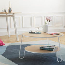 HARTO Coffee Table Eugénie Tinted Black Oak and Black Metal 70cm