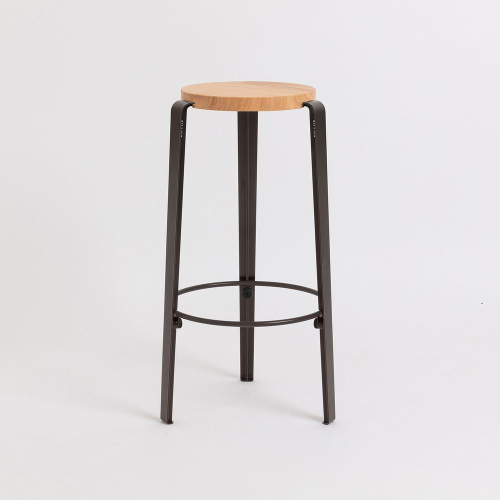 TIPTOE Stool Big Lou Oak Steel Legs 75cm