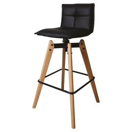 ZAGO Swivel Bar Stool Mae wood legs leatherette 75cm