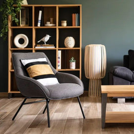 ZAGO Armchair Martin Steel Legs Fabric Light Grey