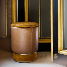 RED EDITION Stool Round Montpensier Lelièvre Katmandou Fabric