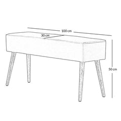 ZAGO Bench Popy wood legs velvet 100cm dark grey