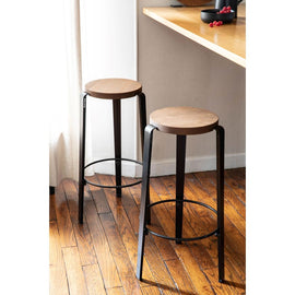 TIPTOE Stool Big Lou Tinted Oak Steel Legs 75cm