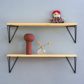 MAZE Shelf Pythagoras Play 2 Pine Shelves + 2 Pairs of Black Brackets