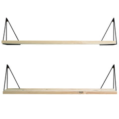 MAZE Shelf Pythagoras Play 2 Pine Shelves + 2 Pairs of Black Brackets