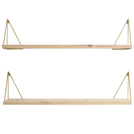 MAZE Shelf Pythagoras Play 2 Pine Shelves + 2 Pairs of Brass Brackets