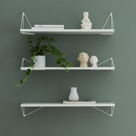 Set of 3x Shelves Pythagoras Oak MDF White 80cm