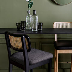 RED EDITION Bar Stool Cane Black Leather