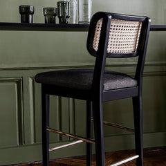RED EDITION Bar Stool Cane Black Leather