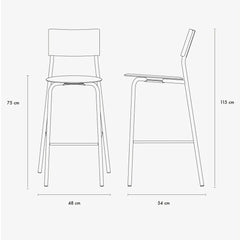 TIPTOE Bar Stool SSDr Steel Legs 75cm