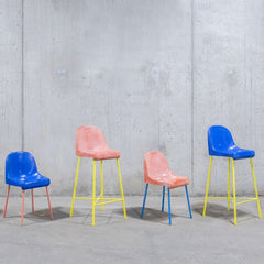 ATELIER TOBIA ZAMBOTTI High Stool “The Fan Chair” Pink & Yellow
