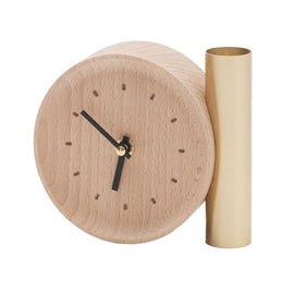 DRUGEOT Clock Tik Tok Wood Brass