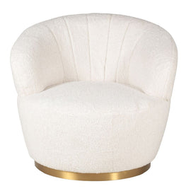 ZAGO Swivel Armchair Venus White Faux Fur Fabric