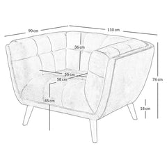 ZAGO Armchair Beryl Wood Legs Fabric
