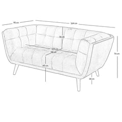 ZAGO Sofa 2-seater Beryl Wood Legs Fabric