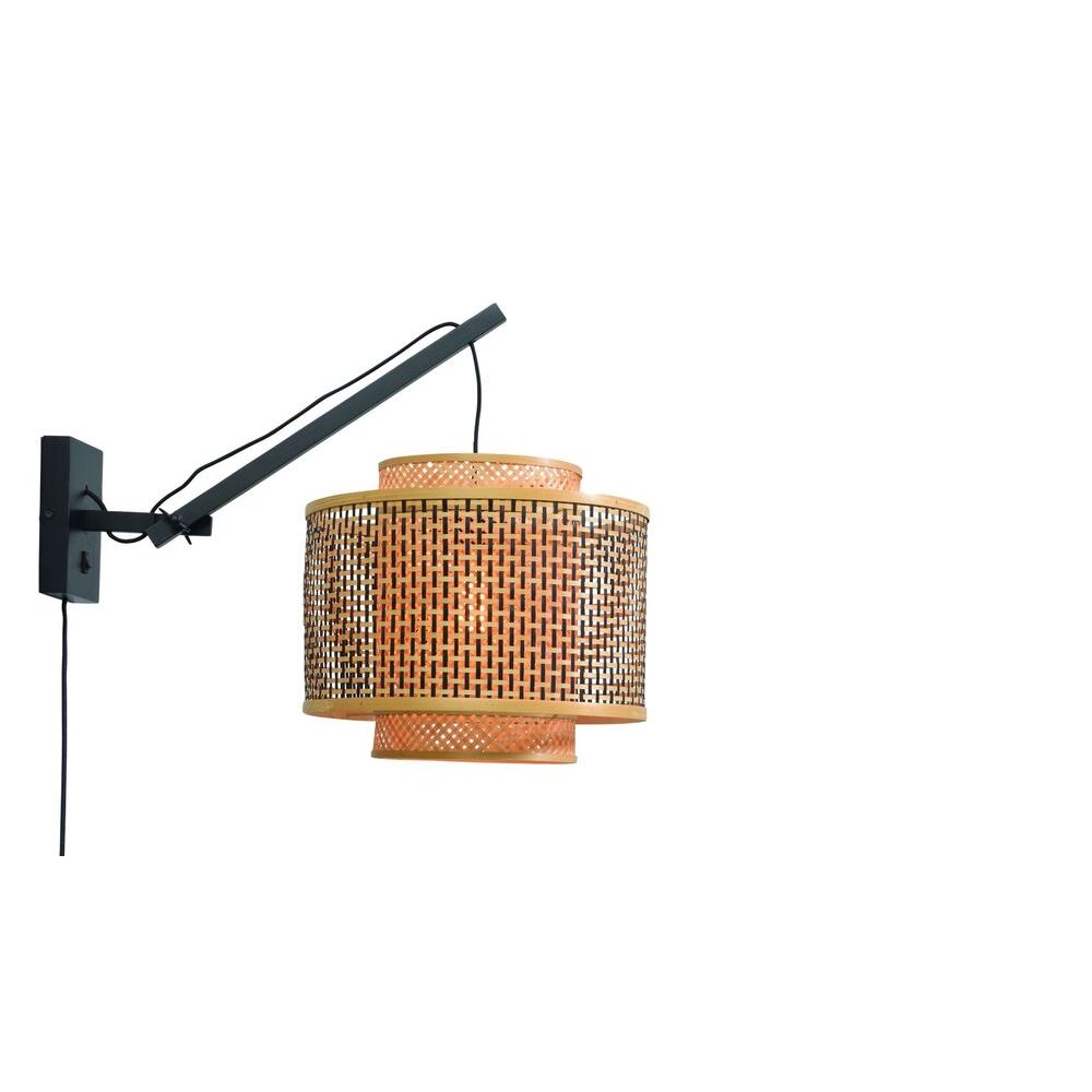 GOOD&MOJO Wall Light Bhutan Black Swing Arm Bamboo