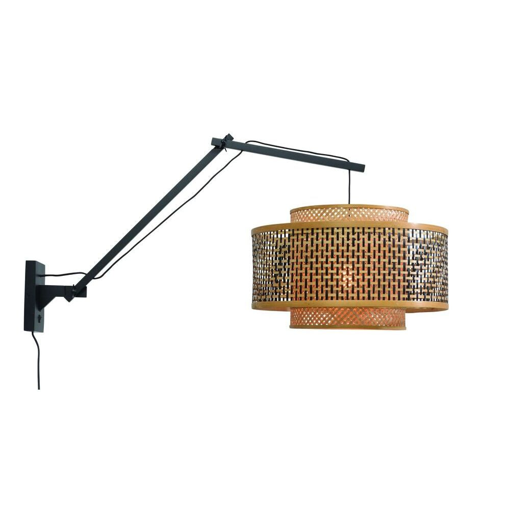 GOOD&MOJO Wall Light Bhutan Long Black Swing Arm Bamboo