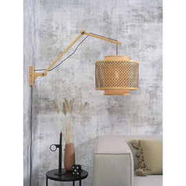 GOOD&MOJO Wall Light Bhutan Long Natural Swing Arm Bamboo