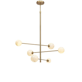 IT’S ABOUT ROMI Hanging lamp Carrara 3 arms and 6 white marble globes