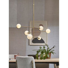 IT’S ABOUT ROMI Hanging lamp Carrara 3 arms and 6 white marble globes