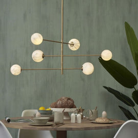 IT’S ABOUT ROMI Hanging lamp Carrara 3 arms and 6 white marble globes