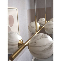 IT’S ABOUT ROMI Hanging lamp Carrara 6 globe print/gold white marble