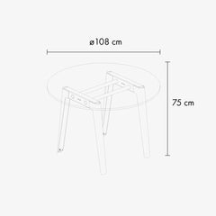 TIPTOE Round Dining Table New Modern Recycled Plastic Steel Legs ø108cm