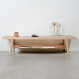 DRUGEOT Coffee Table Amac oak & leather 140cm
