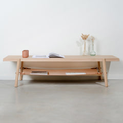 DRUGEOT Coffee Table Amac oak & leather 140cm