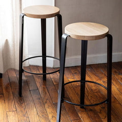 TIPTOE Stool Big Lou Oak Steel Legs 75cm