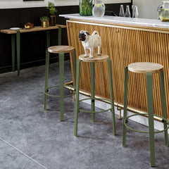 TIPTOE Stool Big Lou Oak Steel Legs 75cm